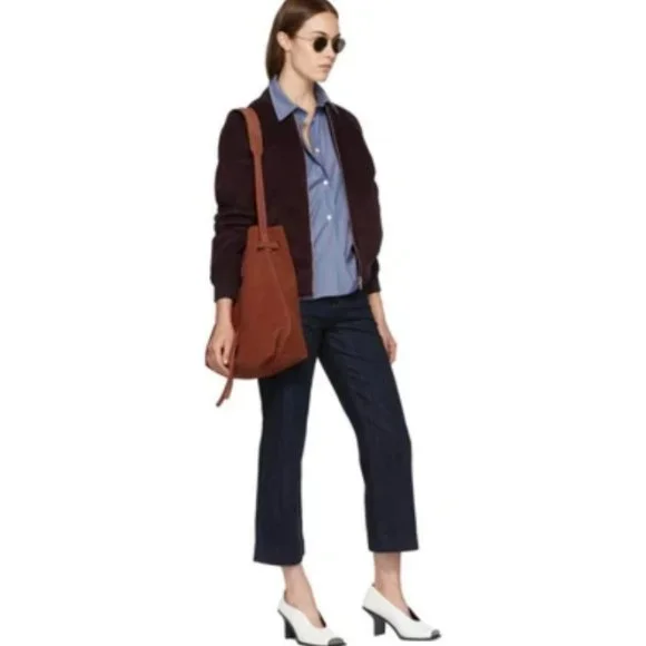 Mansur Gavriel Brick Red Suede Drawstring Hobo Bag